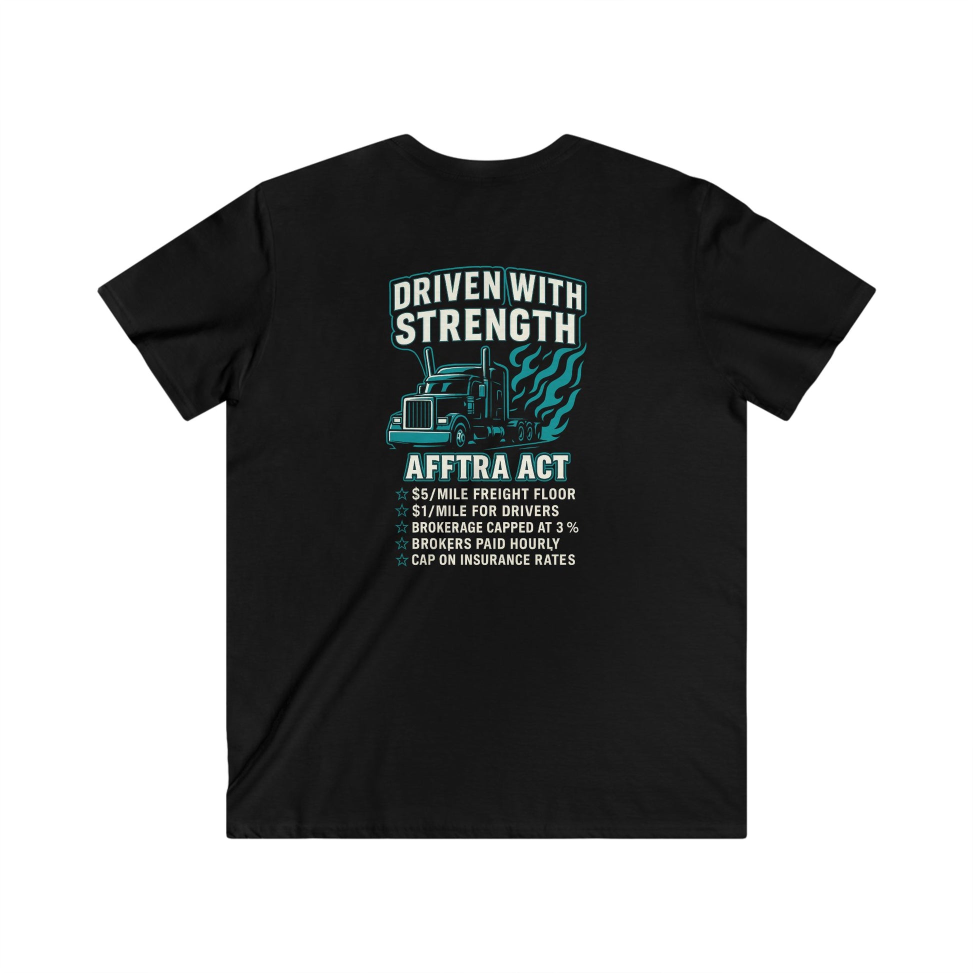 DRIVEN WITH STRENGTH THE AFFTRA ACT #005 BACK V-NECK