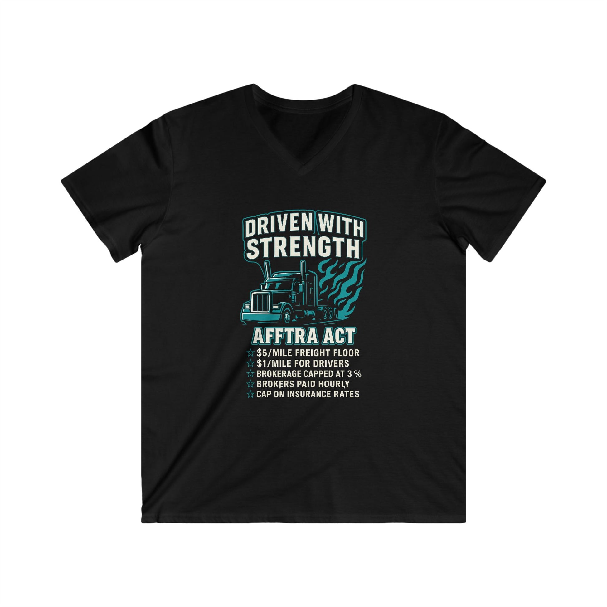 DRIVEN WITH STRENGTH THE AFFTRA ACT #005  FRONT V-NECK