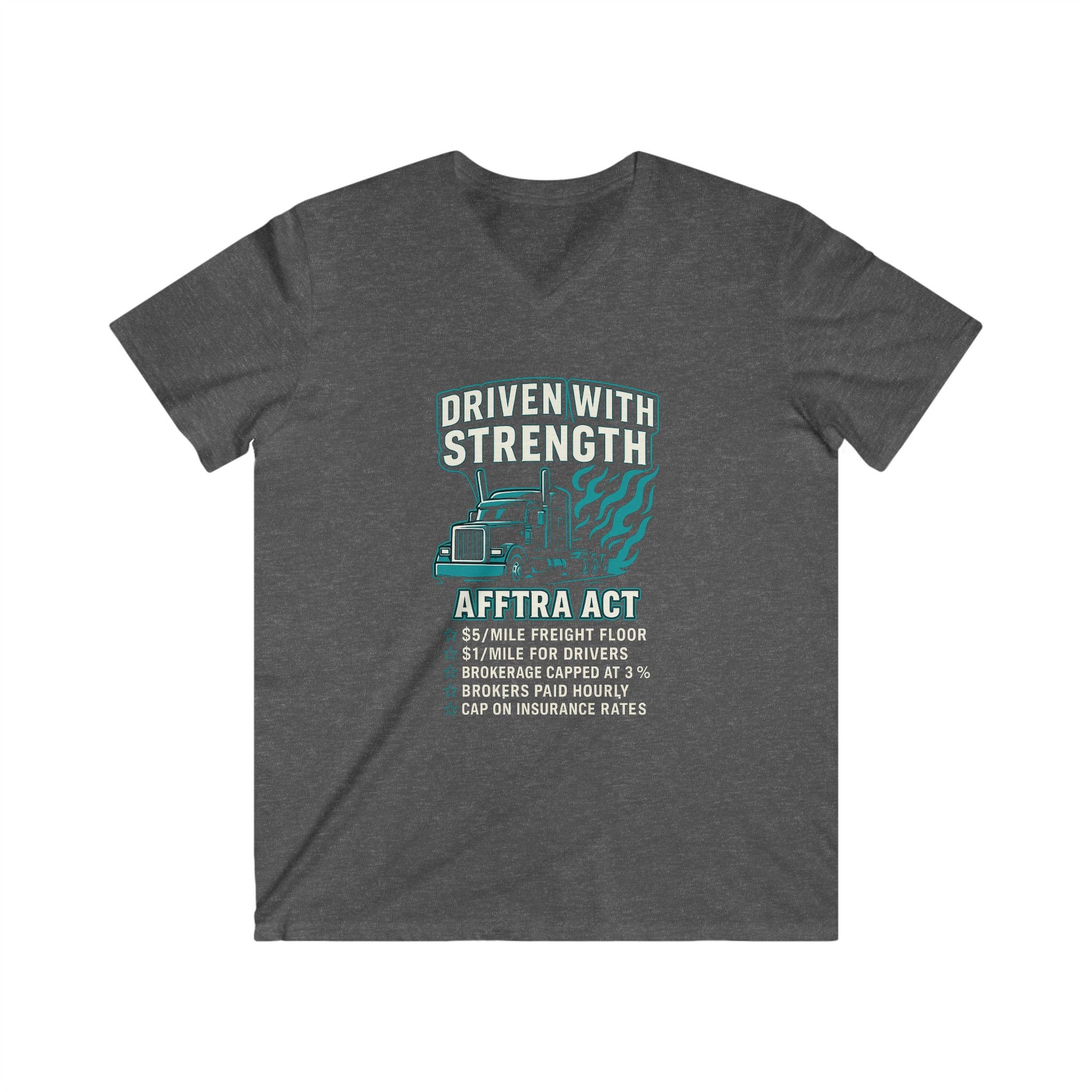 DRIVEN WITH STRENGTH THE AFFTRA ACT #005  FRONT V-NECK